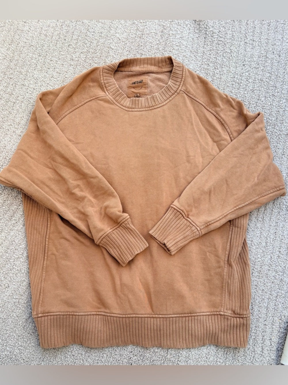 Aerie Down-to-Earth Crewneck Sweatshirt in Cappuccino | Size Medium | Aerie Top - Picture 2 of 3